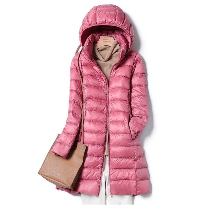 Talina pinke Steppjacke mit Kapuze und Tasche, Vorderansicht
