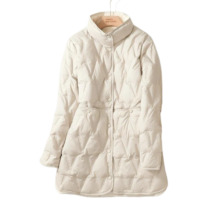 Talina Winterjacke in Cremeweiss am Bügel, Vorderansicht