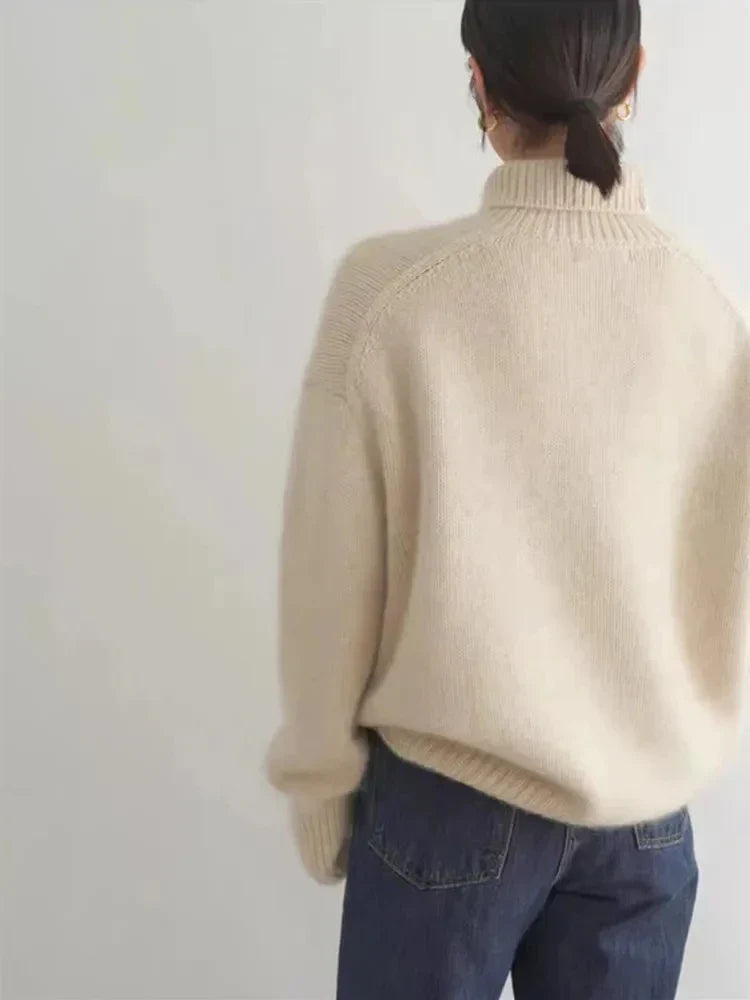 Wilma Rollkragenpullover in Creme, Rückansicht