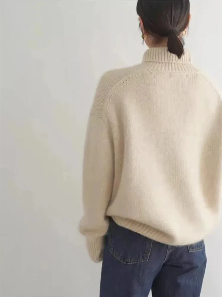 Wilma Rollkragenpullover in Creme, Rückansicht